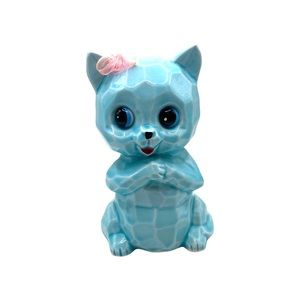 Vintage Kawaii Blue Geometric Kitty Bank